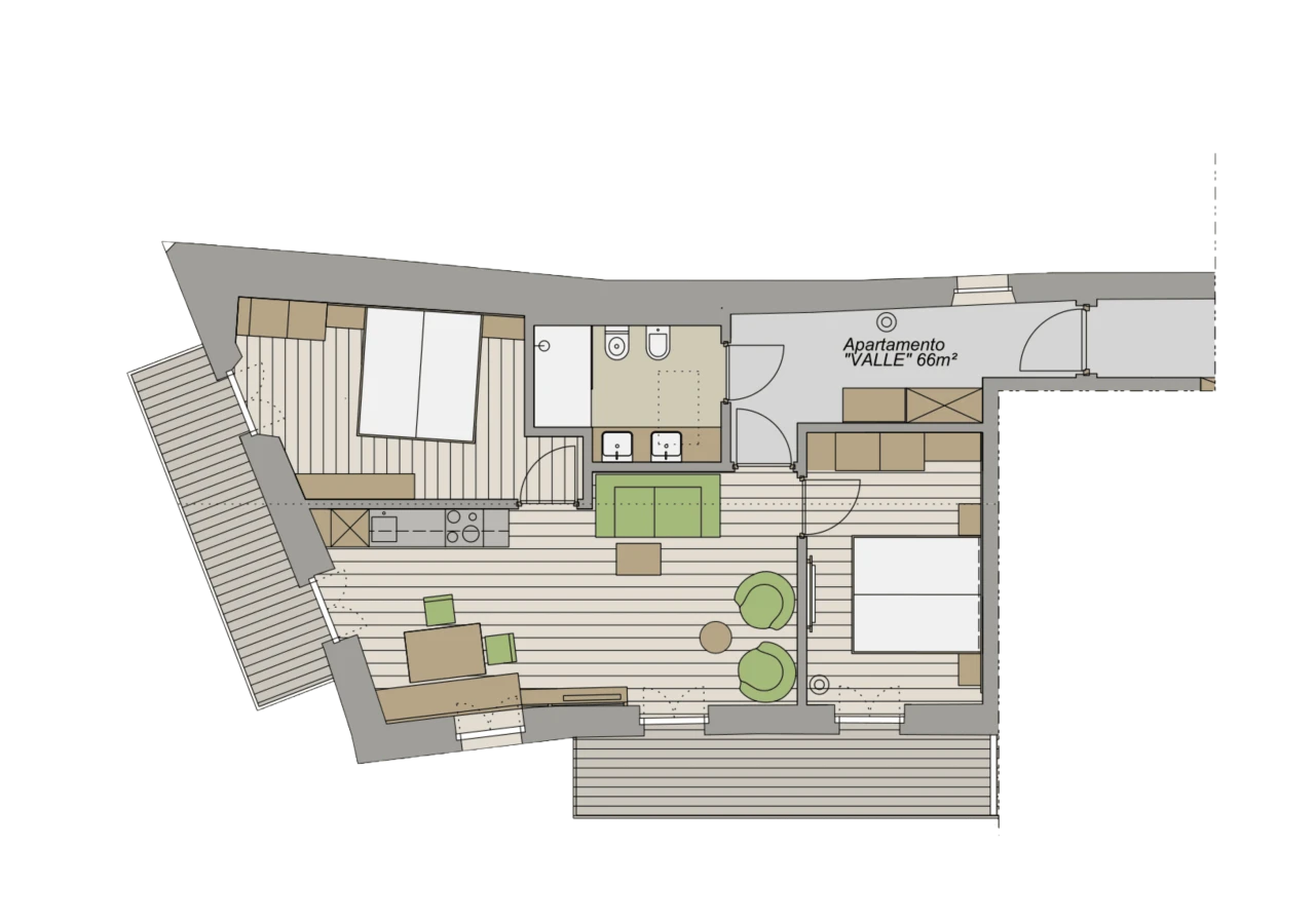 Grundriss der Maso Convento Suite - Modell Apartment VALLE - Luxusaufenthalt in Tenno